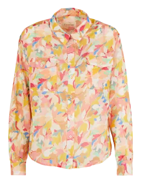 ACOTE BORA - Camisa de algodón recta estampada en rosa
