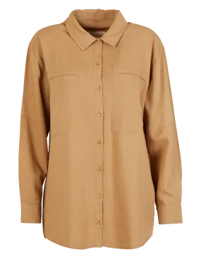 ACOTE LOUKA - Camisa a rayas con cuello clásico en marron