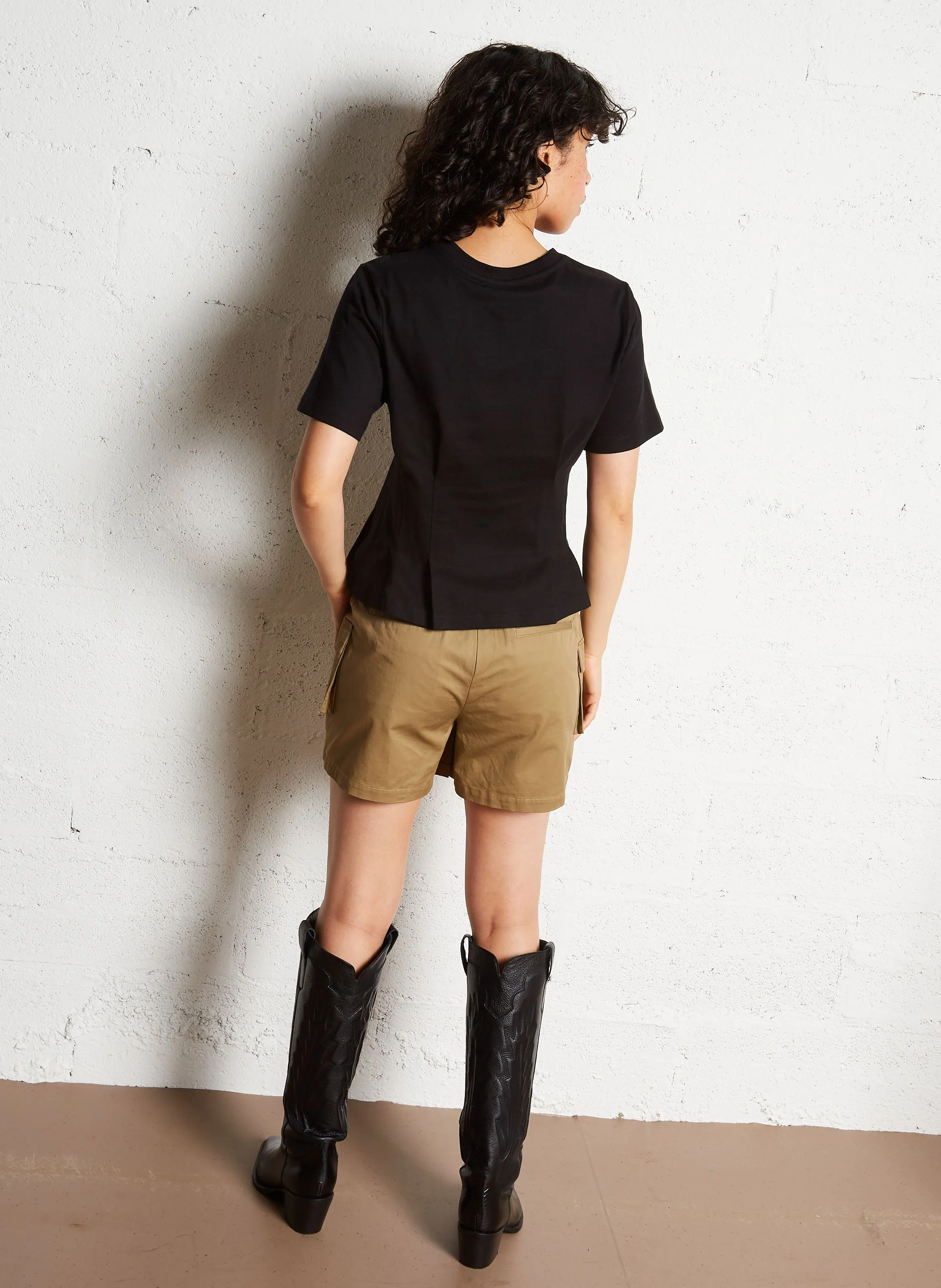 BERENICE JENNA - Falda pantalón corta de algodón en beige