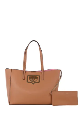 Bolso shopper beige con logo ojo