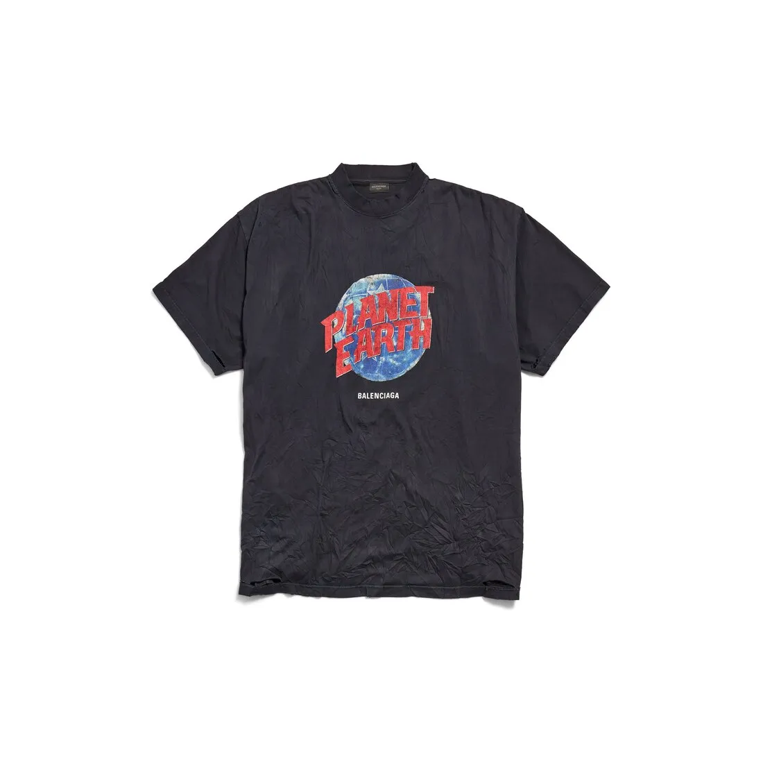 Camiseta Planet Earth Oversize para Hombre en Negro