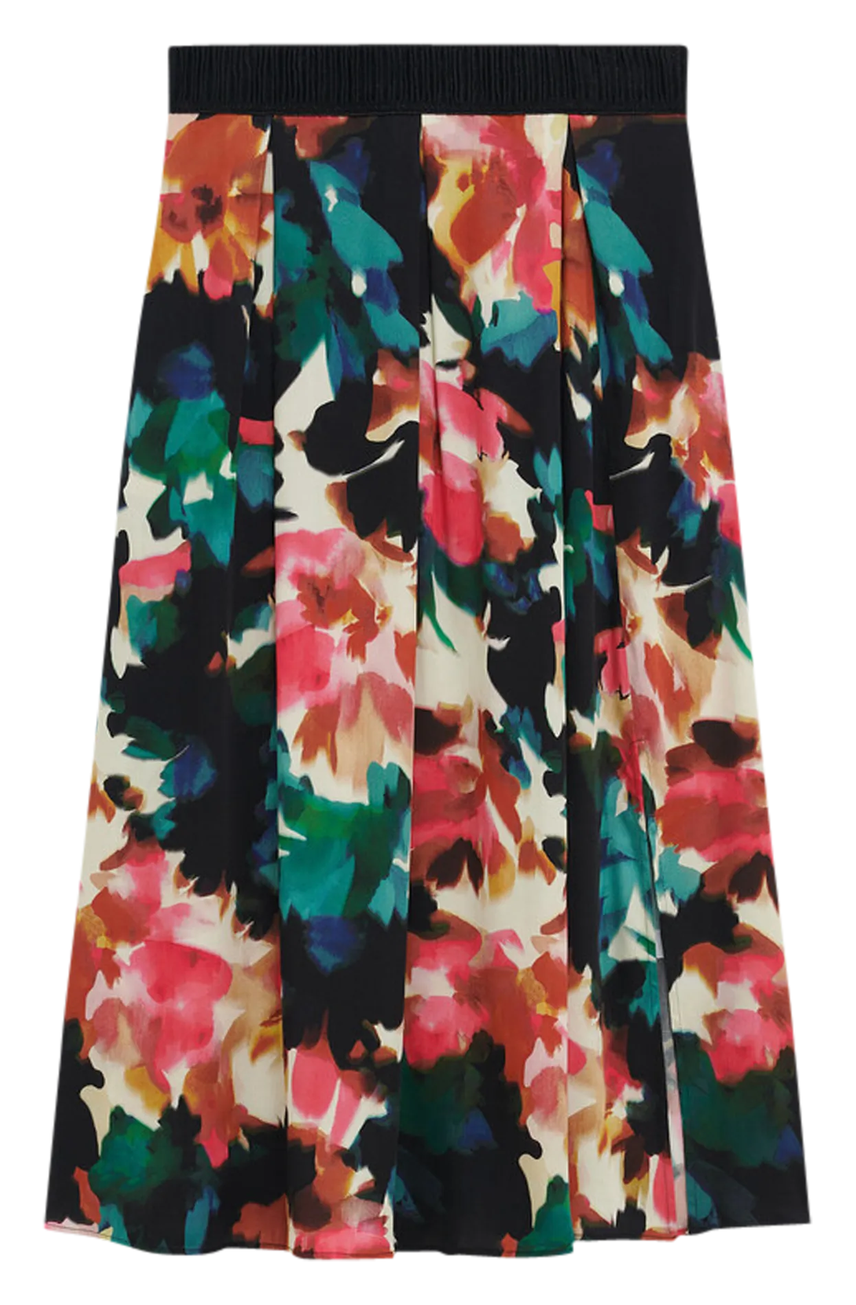CAROLL JUBY - Falda midi evasé con estampado floral en rojo