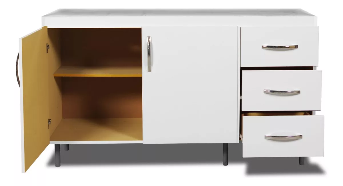 Combo Cocina Alacena + Bajo Mesada Blanco Melamina 120 Cm