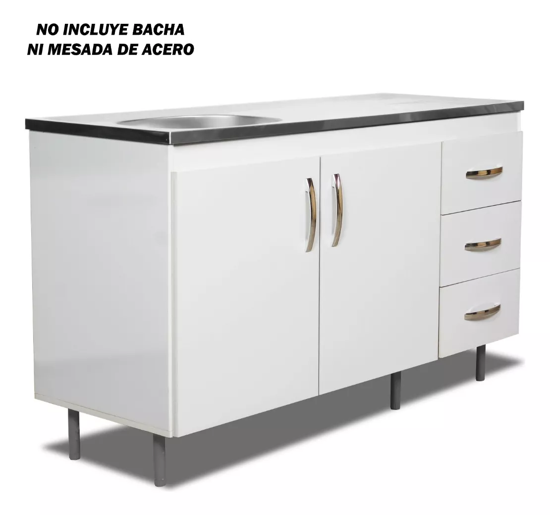 Combo Cocina Alacena + Bajo Mesada Blanco Melamina 120 Cm