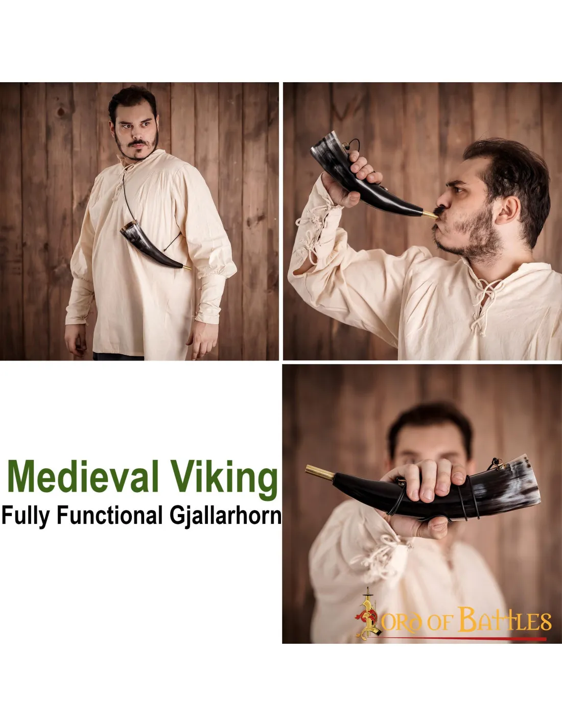 Cuerno de buey vikingo medieval modelo Gjallarhorn