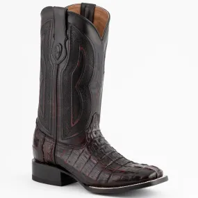 Ferrini Men's Dakota Hornback Caiman Boots - Square Toe Handcrafted Black Cherry  1049308