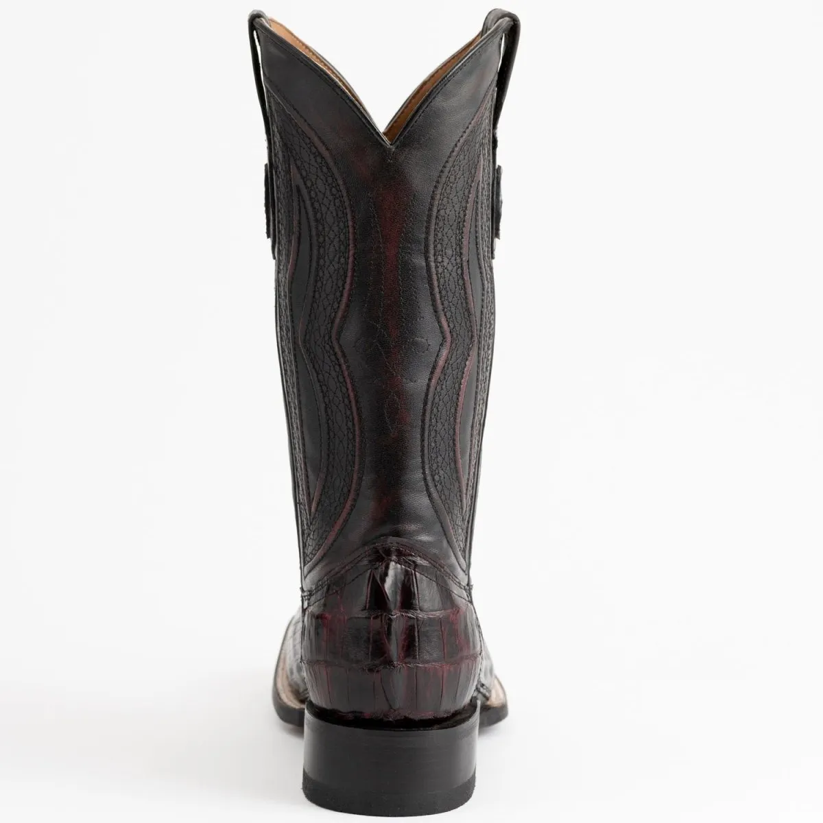 Ferrini Men's Dakota Hornback Caiman Boots - Square Toe Handcrafted Black Cherry  1049308