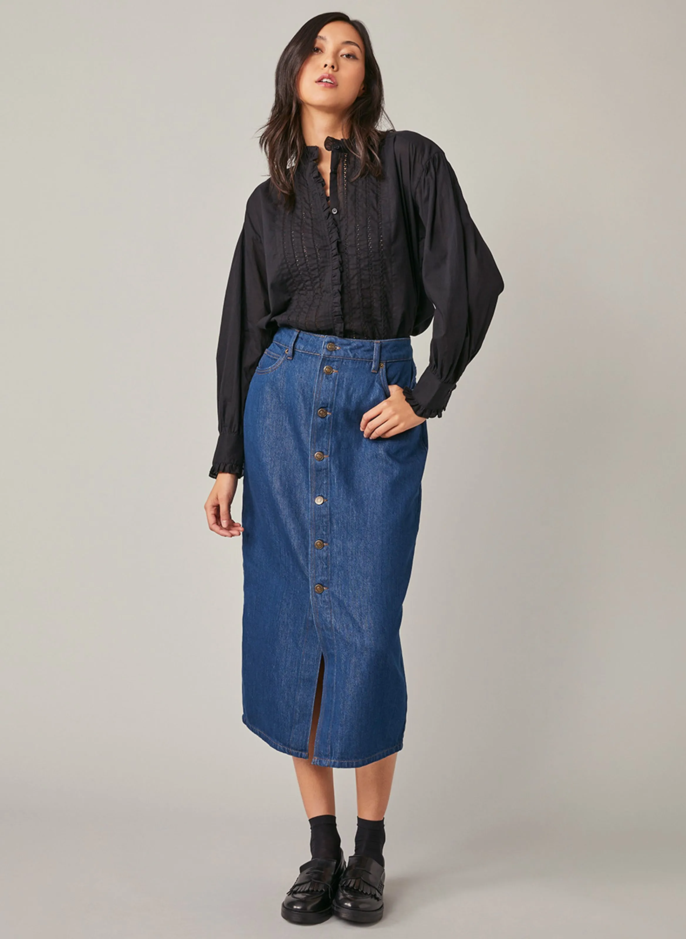 HARRIS WILSON FAY - Camisa oversize cuello victoriano de algodón en negro