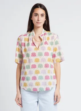 HARTFORD CAMIL - Camisa de algodón con cuello tunecino y estampado en blanco