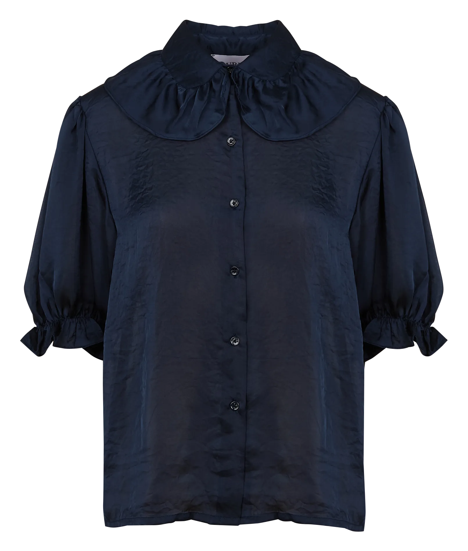 LAURENCE BRAS SAUCE - Camisa satinada con cuello clásico de volantes en azul