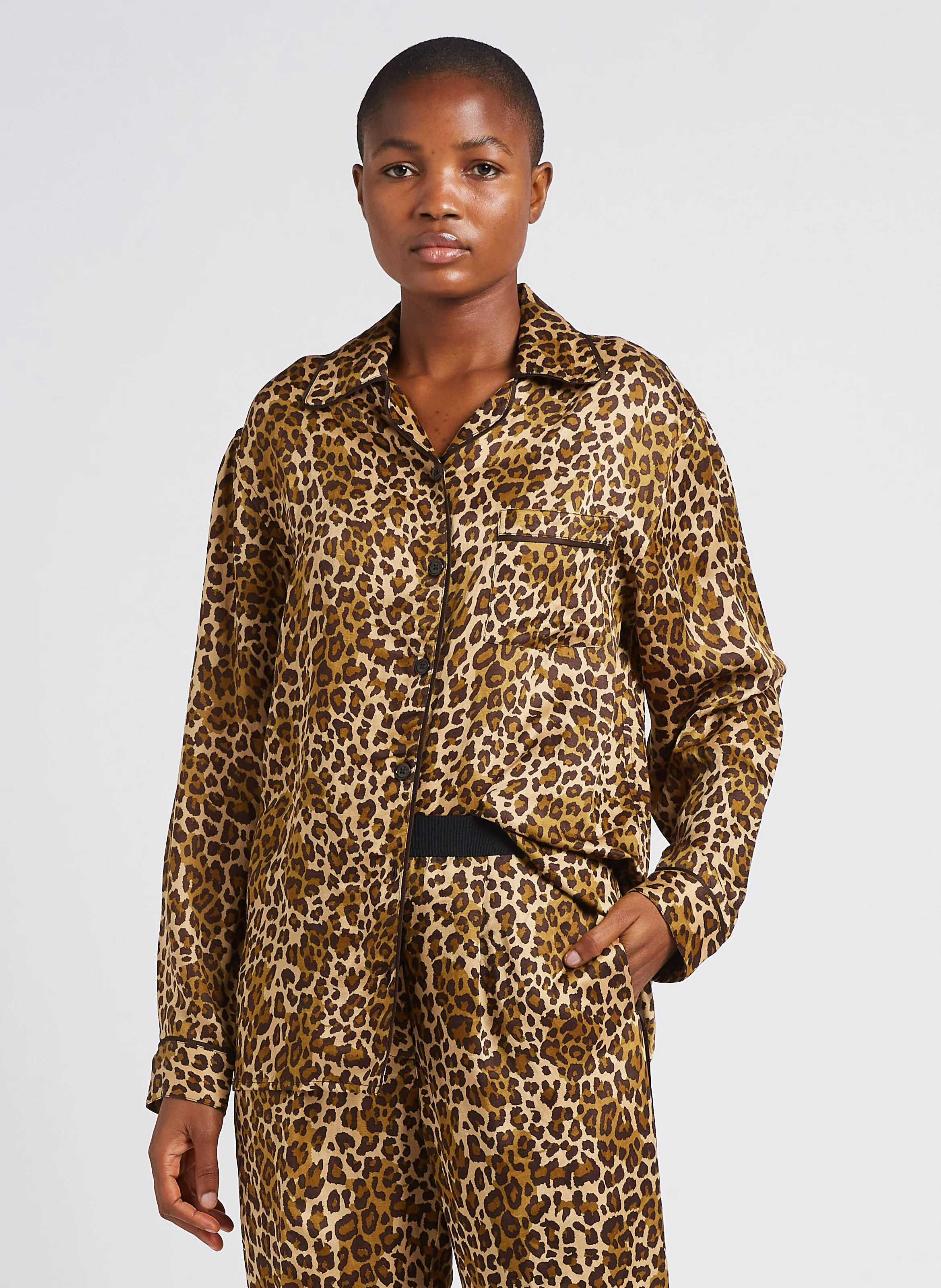 LAURENCE BRAS TEDDY - Camisa estampada con cuello clásico en marron