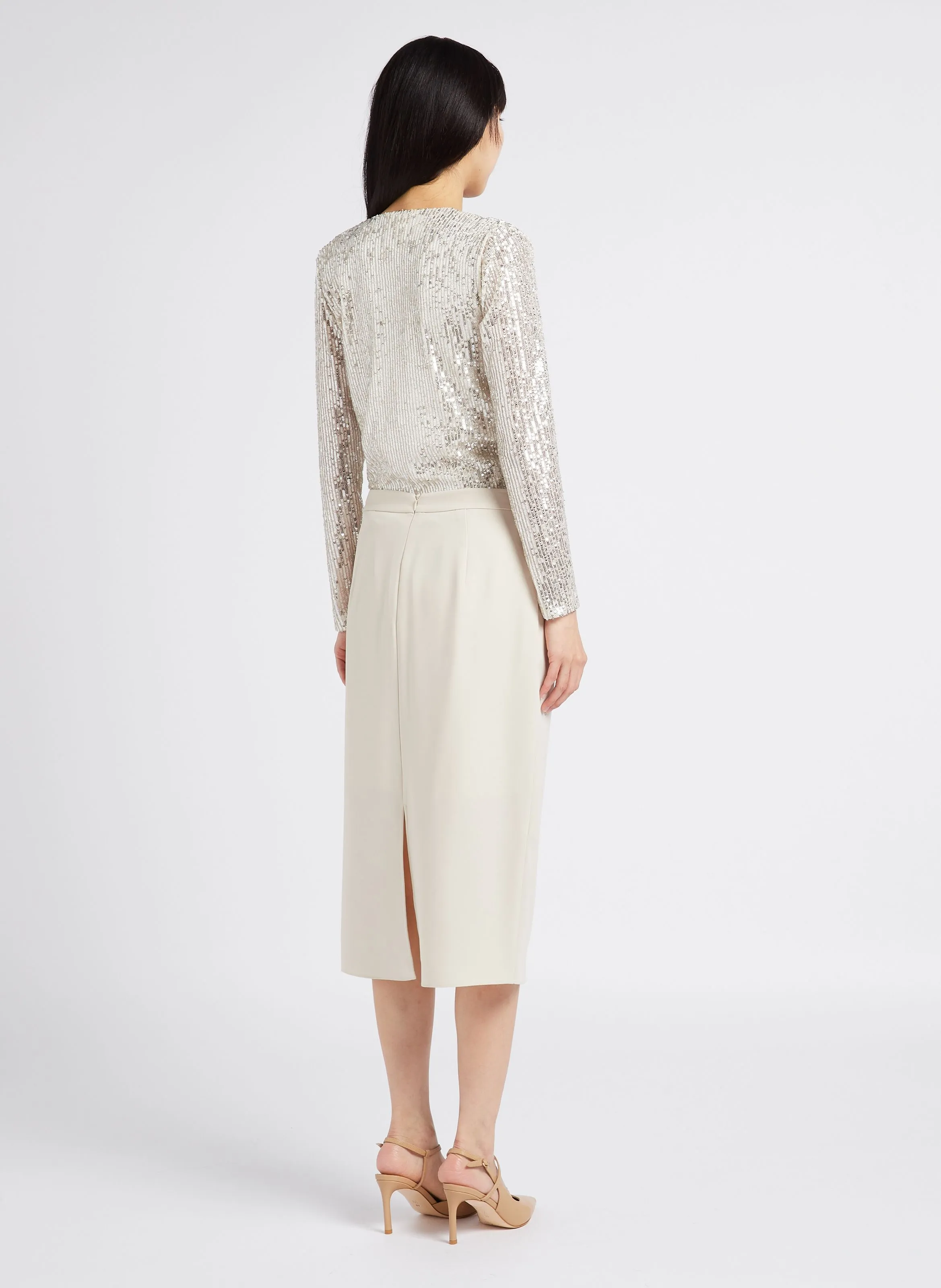 MAISON 123 BEA - Falda midi de fibras recicladas en blanco