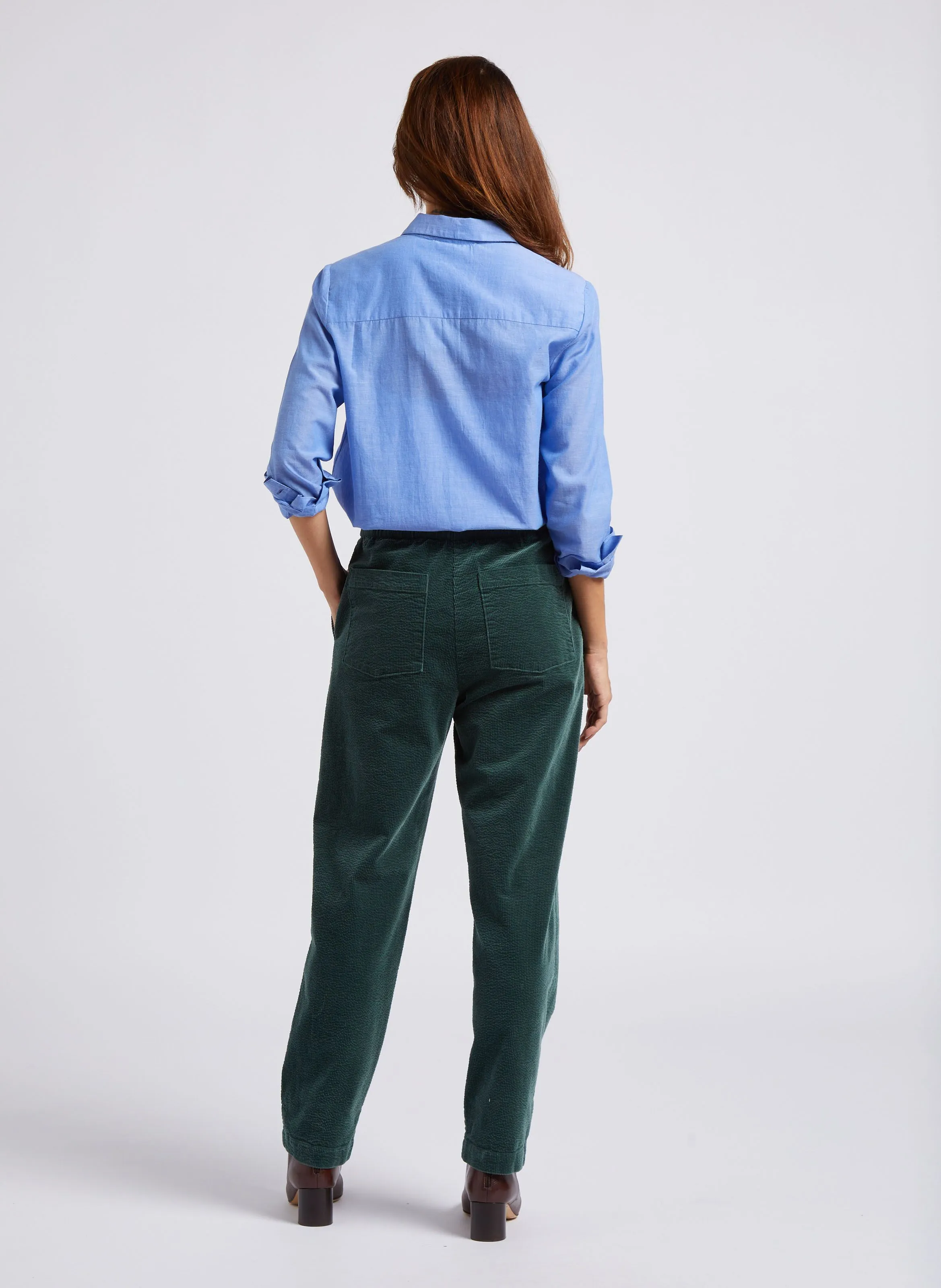 NICE THINGS Camisa de algodón con cuello clásico en azul