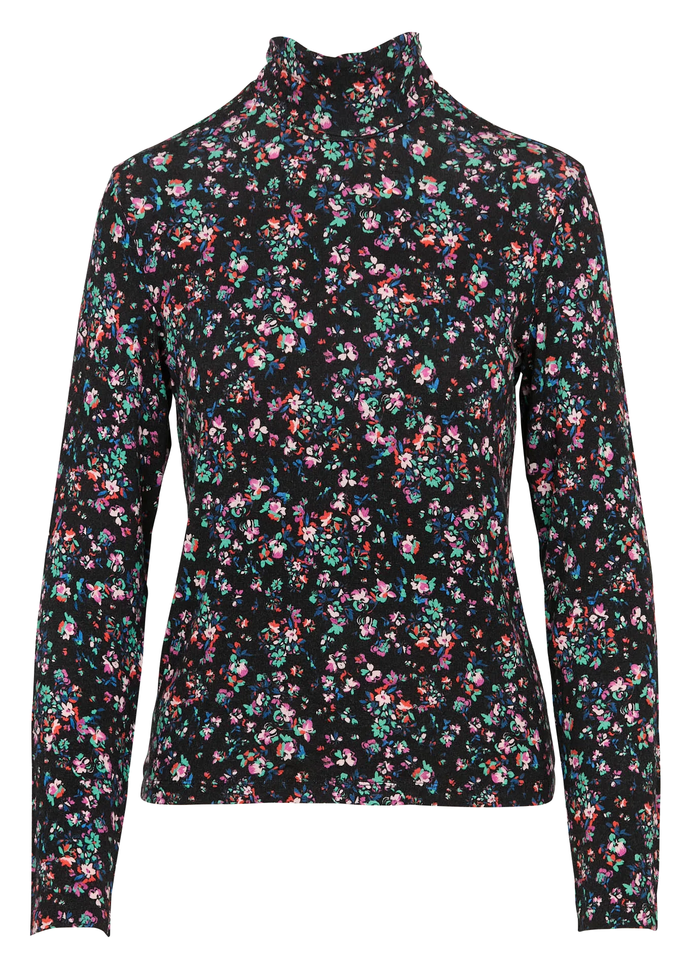 ONE STEP MADLY - Top cuello alto estampado floral en negro