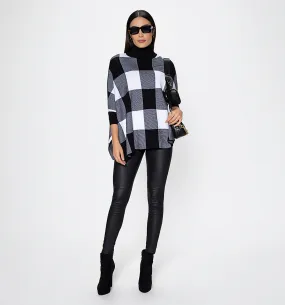Poncho cuadros cuello alto