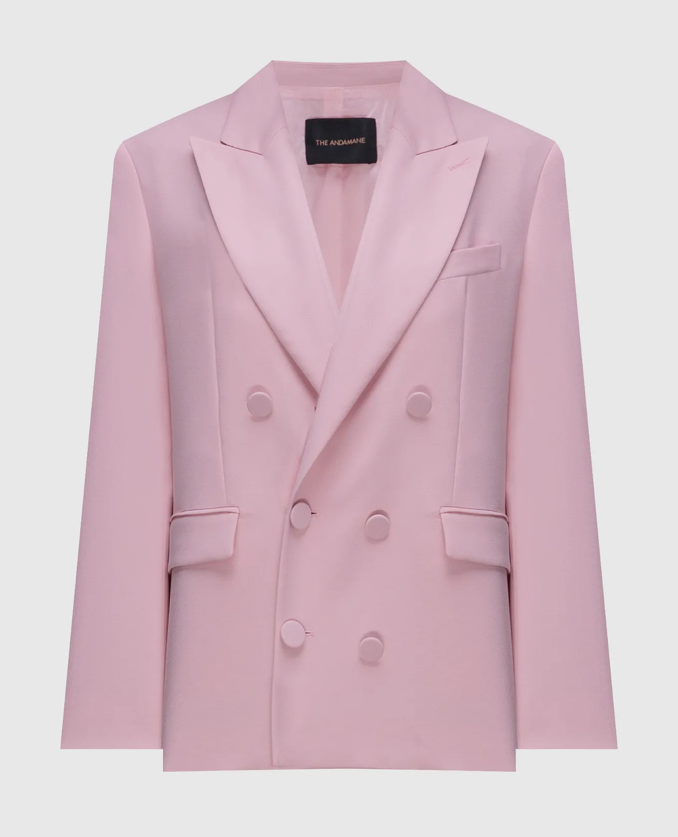 The Andamane Pink straight-cut double-breasted jacket