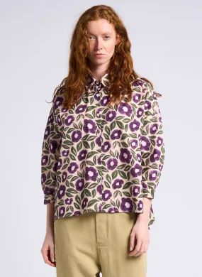 THE KORNER Camisa holgada de algodón estampado en beige