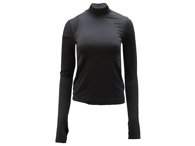 Top elástico de cuello alto con aberturas de Helmut Lang en nailon negro 