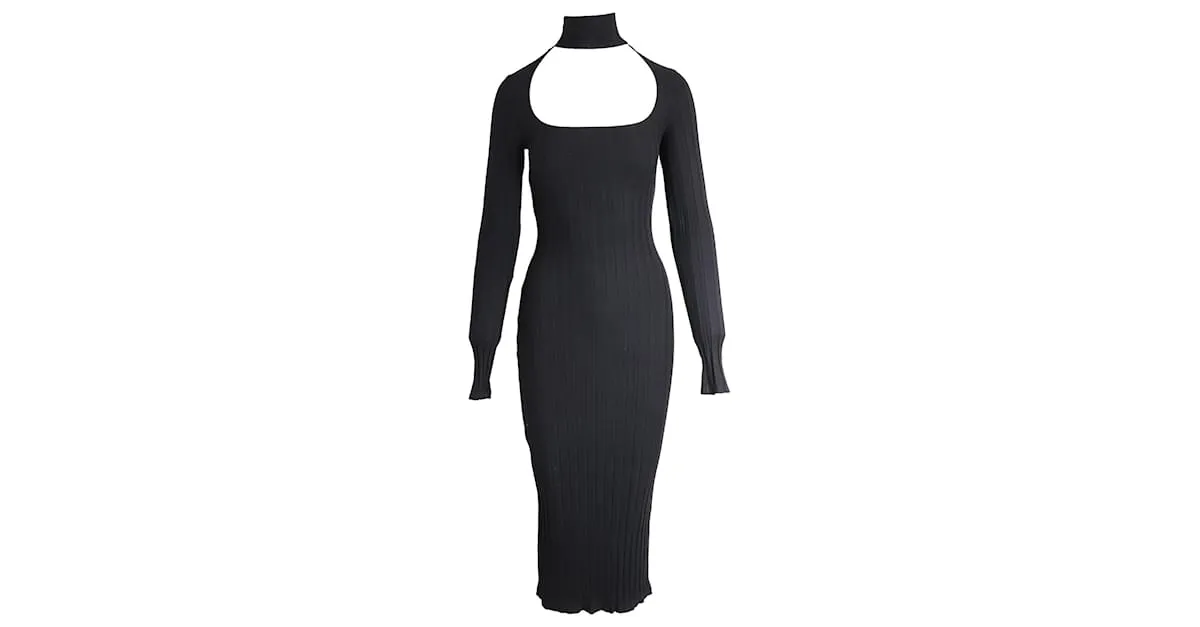 VESTIDO A MEDIDA CON CUELLO ALTO REFORMATION Negro 