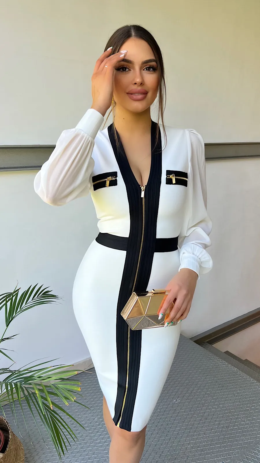 Vestido Bandage White&Black
