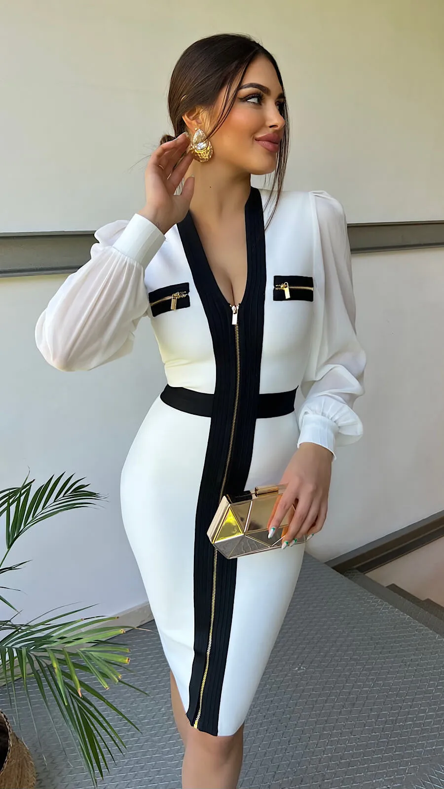 Vestido Bandage White&Black