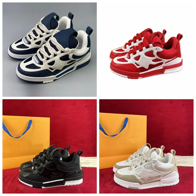 Zapatillas de skate blancas y beige, diseñadores de lujo populares, zapatos para hombre, suela de goma, zapatillas bajas de algo