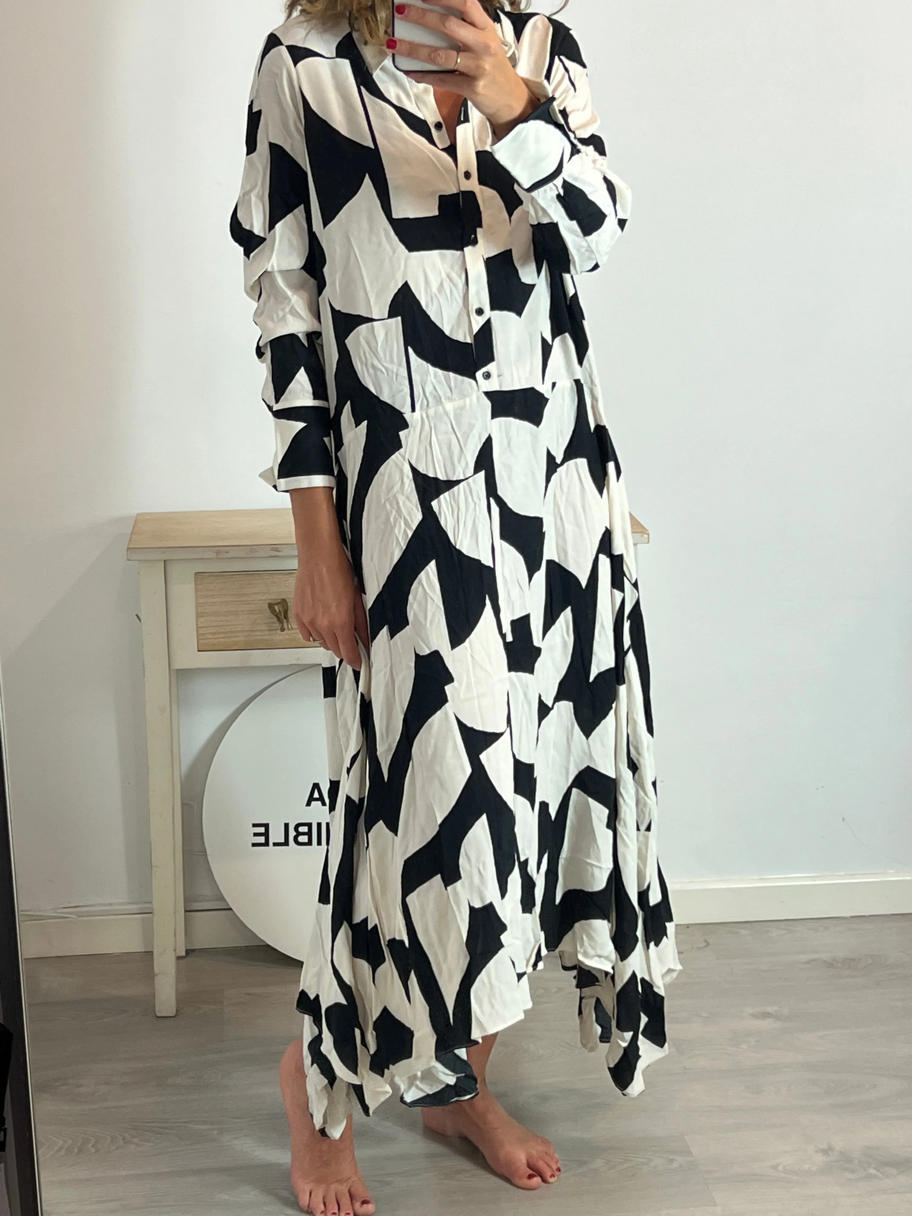 ZARA. Vestido largo bicolor camisero. T XL